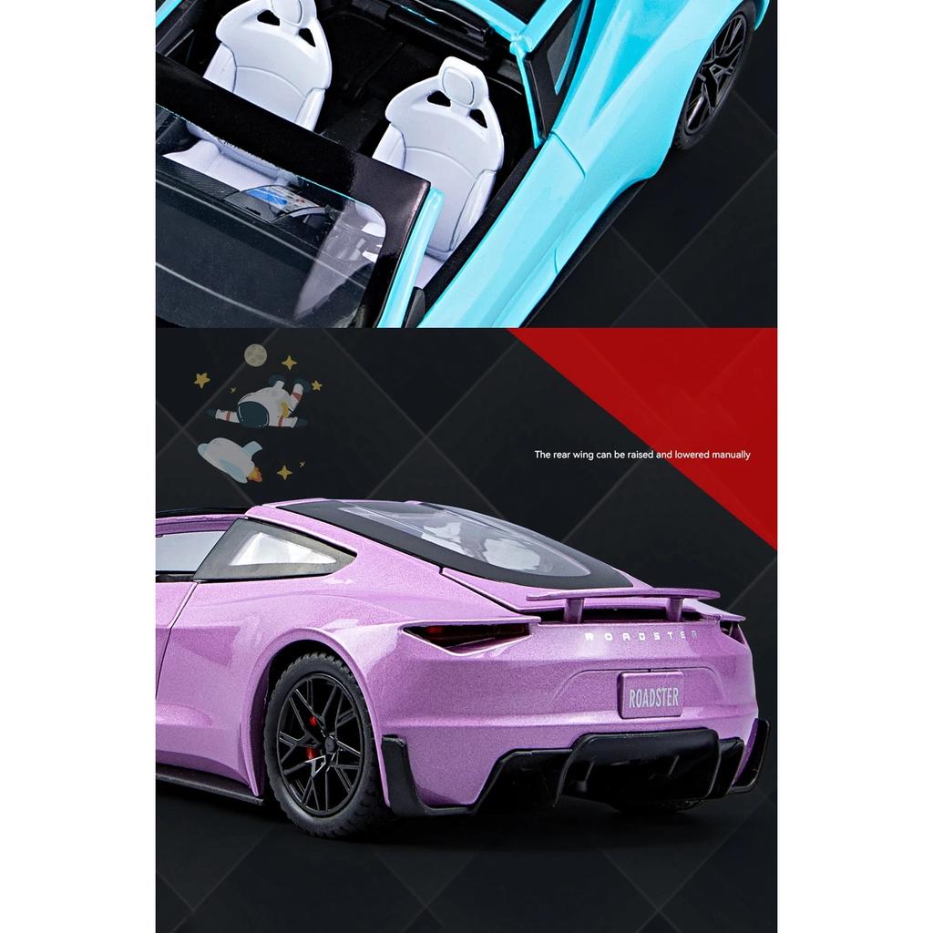 1/24 Tesla Roadster Supercar Alloy Model Car Toy Diecasts Metal Casting Sound and Light Car Toys for Children Vehicle