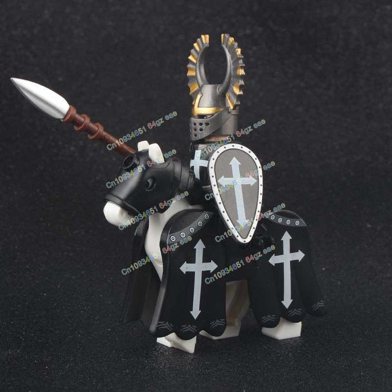 Фигурки Средневековья Рыцари Боевой конь Тяжелая кавалерия Воины Боевой конь Строительные блоки Кирпичики Игрушки Для детей подарок