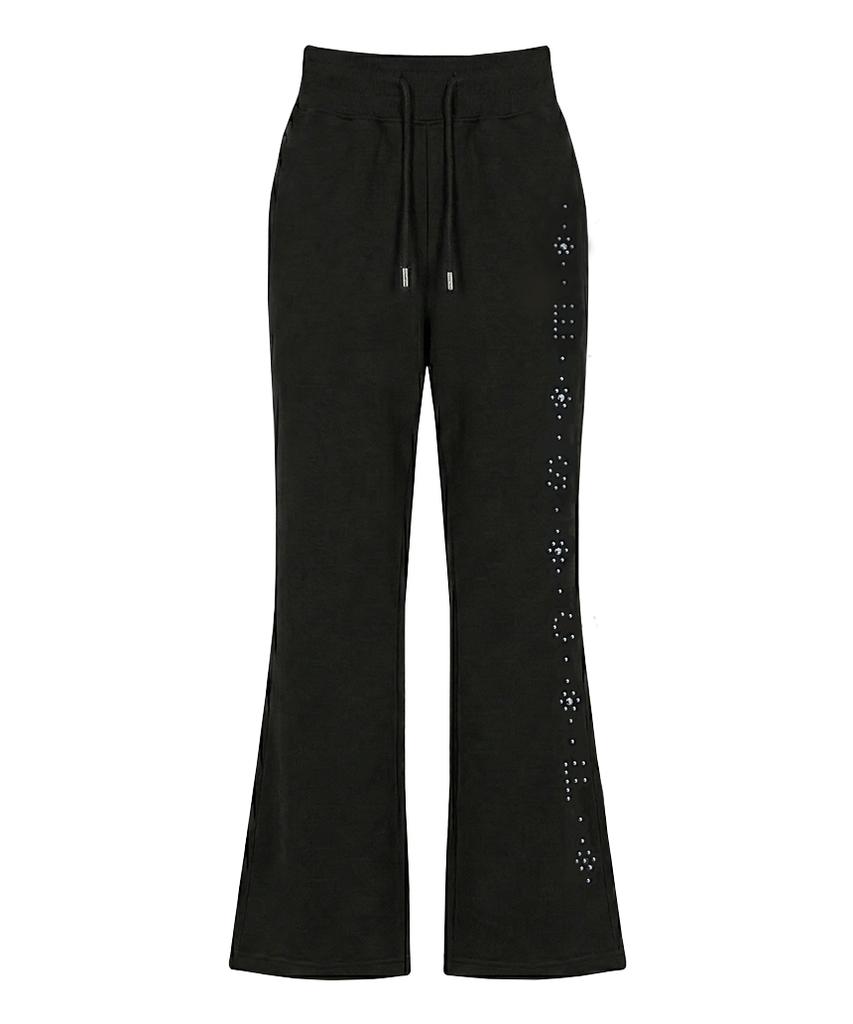 ESCAPEFROM Escf Черные спортивные штаны Bootcut со стразами Hotfix