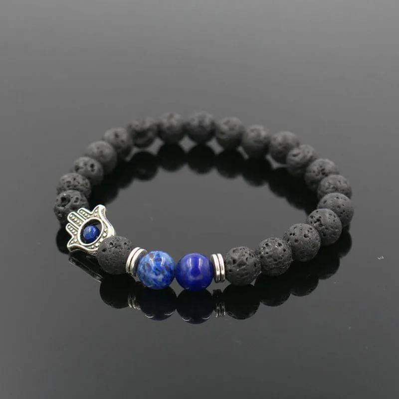 Мужские браслеты из бисера, лава, говлитовый камень, эластичный браслет Фатимы Хамсы, браслет-подвеска на руку Мала, браслет от сглаза