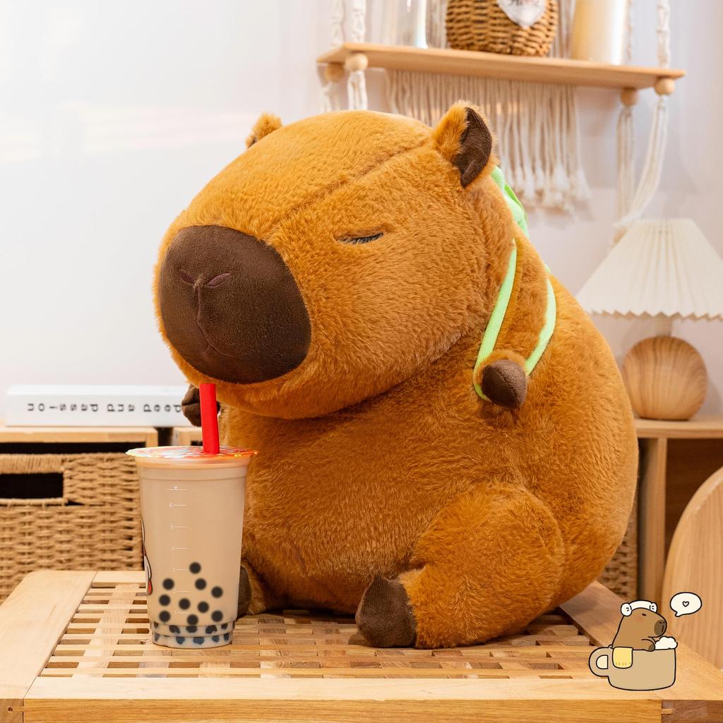 Cute fluffy plush toy, capybara, perfect as a birthday gift, interior decoration, or store decoration. Includes a turtle bag (33cm)
