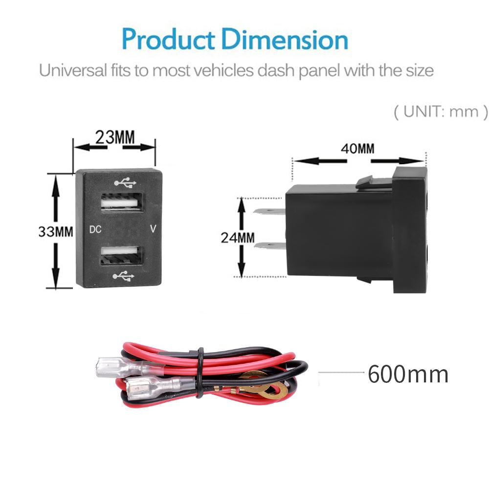 Двойной USB автомобильный зарядник для гнезда прикуривателя для Toyota 12-24 В Автомобильный зарядник Адаптер питания для автомобиля для мобильного телефона