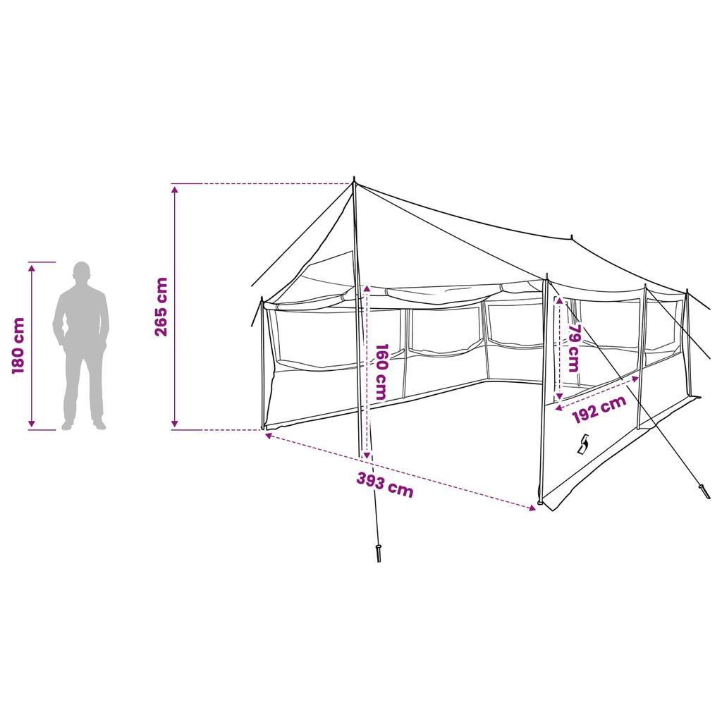 Family Tent with Roof Gray and Orange 450 x 400 x 265 cm
