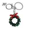 Decorative Handbag Charms Handmade Christmas Beaded Keychain, Xmas Tree Wreath Gift Box Bell Key Ring Santa Keyring, Backpack Hanging Decor for Party