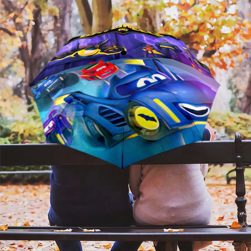 7pc Batman pattern Umbrella Portable Folding Umbrella Iron Frame Hole Bone Structure Outdoor Home Umbrella