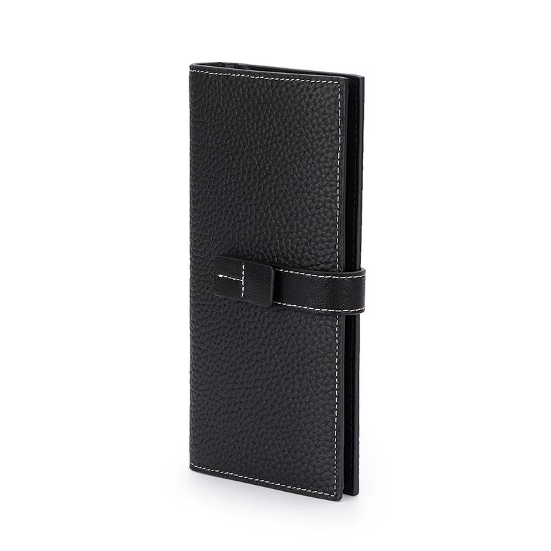 Трендовый женский длинный кошелек из натуральной кожи с цветными блоками, 2025