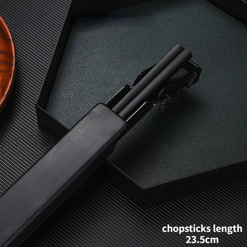 304 Stainless Steel Chopstick Lunch Tableware Travel Portable Chopsticks With Storage Box Holder Dinnerware Kitchen Accessories