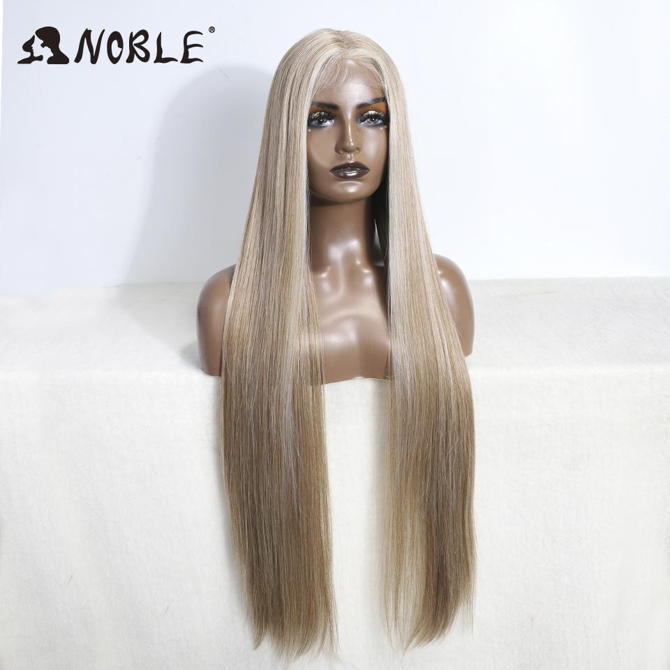 Noble Lace Wigs For Women Long Straight Synthetic Lace WIg 36 Inch Ombre Blonde Lace Wig Cosplay Blonde Wig Synthetic Lace Wig