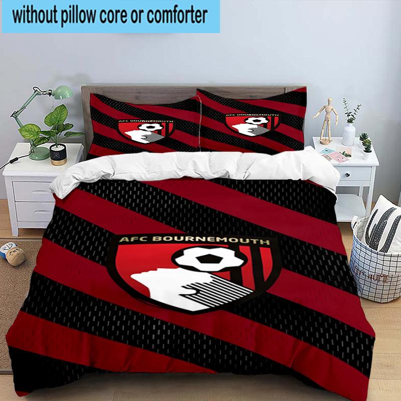 3pcs Afc Crest Bournemouth Printed Bedding Set Duvet Cover Closure Includes 1 Duvet Cover & 2 Pillowcases Bedding Sets Home Decor Gifts