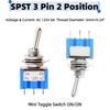 12PCS Mini Toggle Switch SPST 6A 125V Miniature ON/ON 3 Pin 2 Position Micro Rocker Switches 6 Amp 125 Volt MTS-102