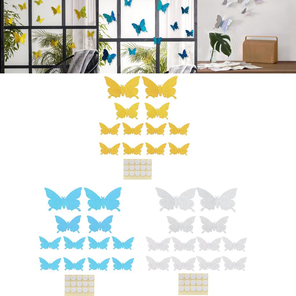 12Pcs/Set 3‑Dimensional Sticker Simulation Flash Wallpaper Living Room Wedding Wall Art for Home