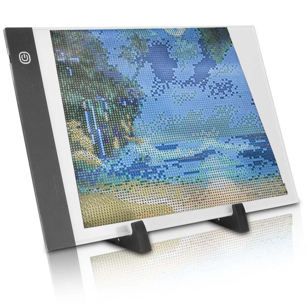 Набор из 6 предметов, алмазные инструменты для рисования, светодиодные художественные принадлежности, светящаяся панель, набор для переворачивания книг А4