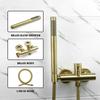 Brushed Gold Bathtub Faucet Set Brass Wall Mounted Hot and Cold Faucet Handheld Shower System Bathroom Shower Mixer Faucet