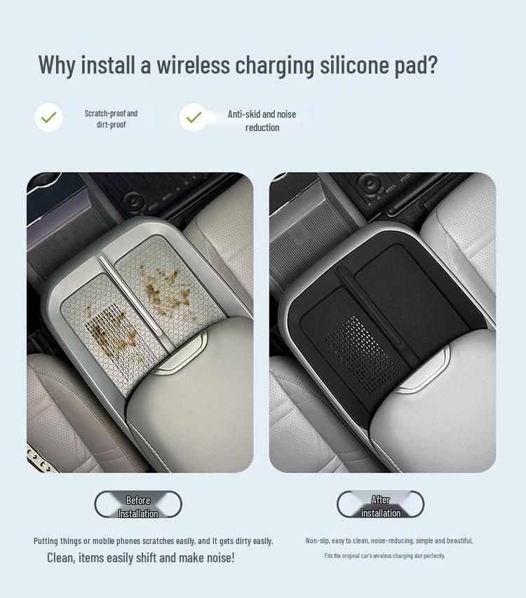 Силиконовый противоскользящий коврик для беспроводной зарядки: Подходит для центральной консоли 24 моделей Hongqi EH7