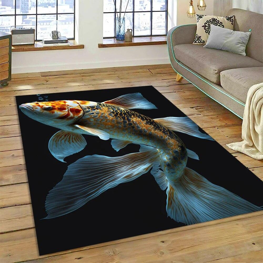 Натурализовать кои карп Инь Ян рыба мультфильм ковер ковер для дома гостиная спальня диван коврик декор, детский коврик нескользящий коврик