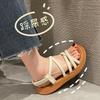 Roman Sandals Women Flat Elastic Soft Bottom Summer Sandals Ladies Cross Strap Outwear Sandals