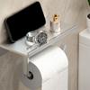 Punch Free Toilet Paper Holder Space Aluminum Phone Storage Rack Tissue Roll Holder  Kitchen