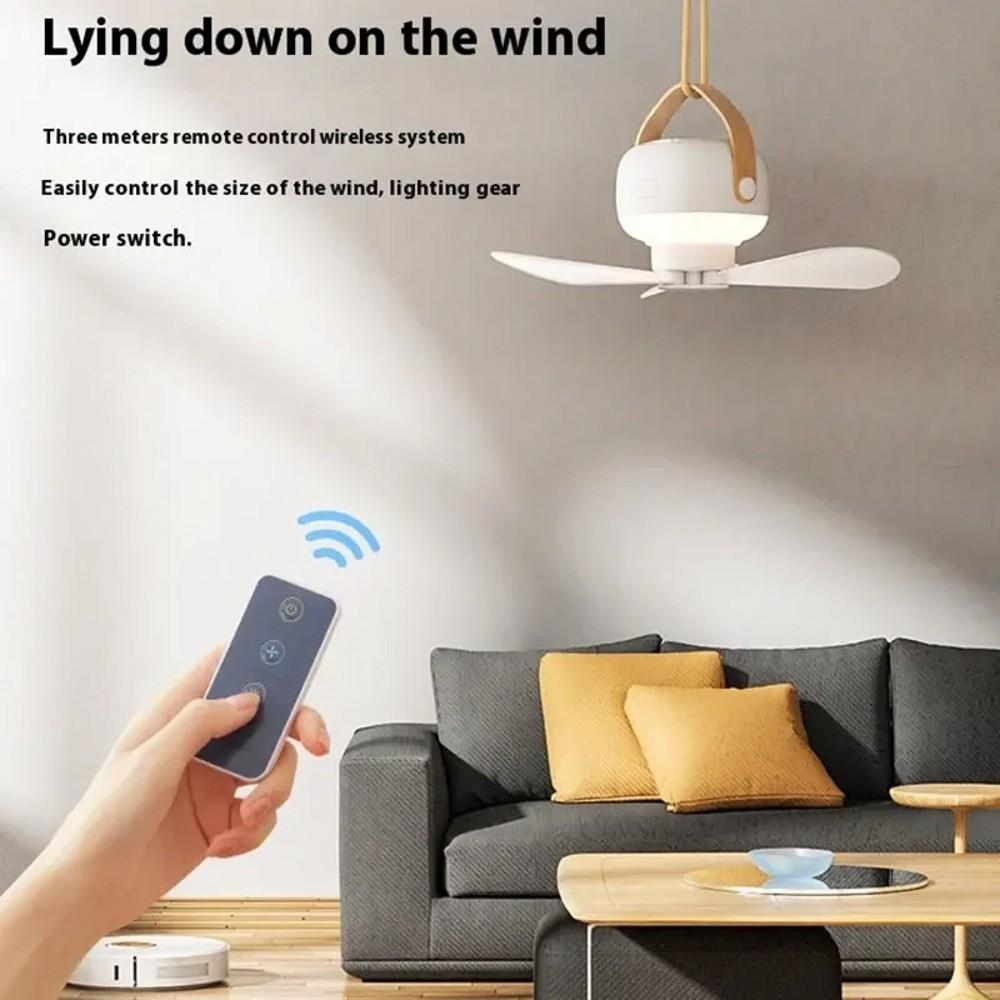 Portable Ceiling Fans LED Electric Fan Night Lamp Home Outdoor Camping Tent Hanging Fan Light with Remote 2in1 Tripod Stand