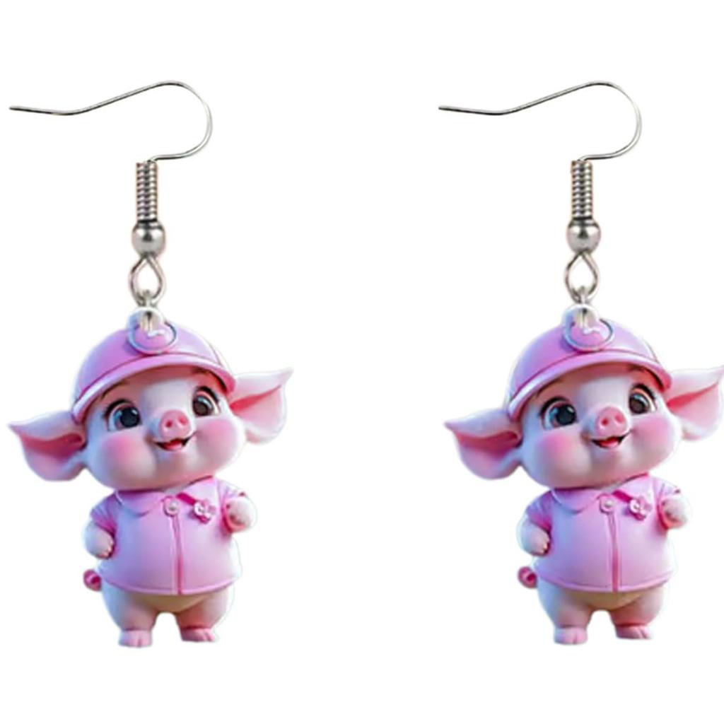 Милые серьги в виде свиньи, оригинальные акриловые серьги-статуэтки свиньи, серьги-подвески в виде животных, женские украшения