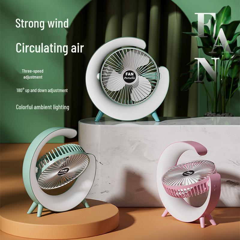 Colorful USB Rechargeable Desktop Horse Fan: Portable and Ideal for Dorm Rooms