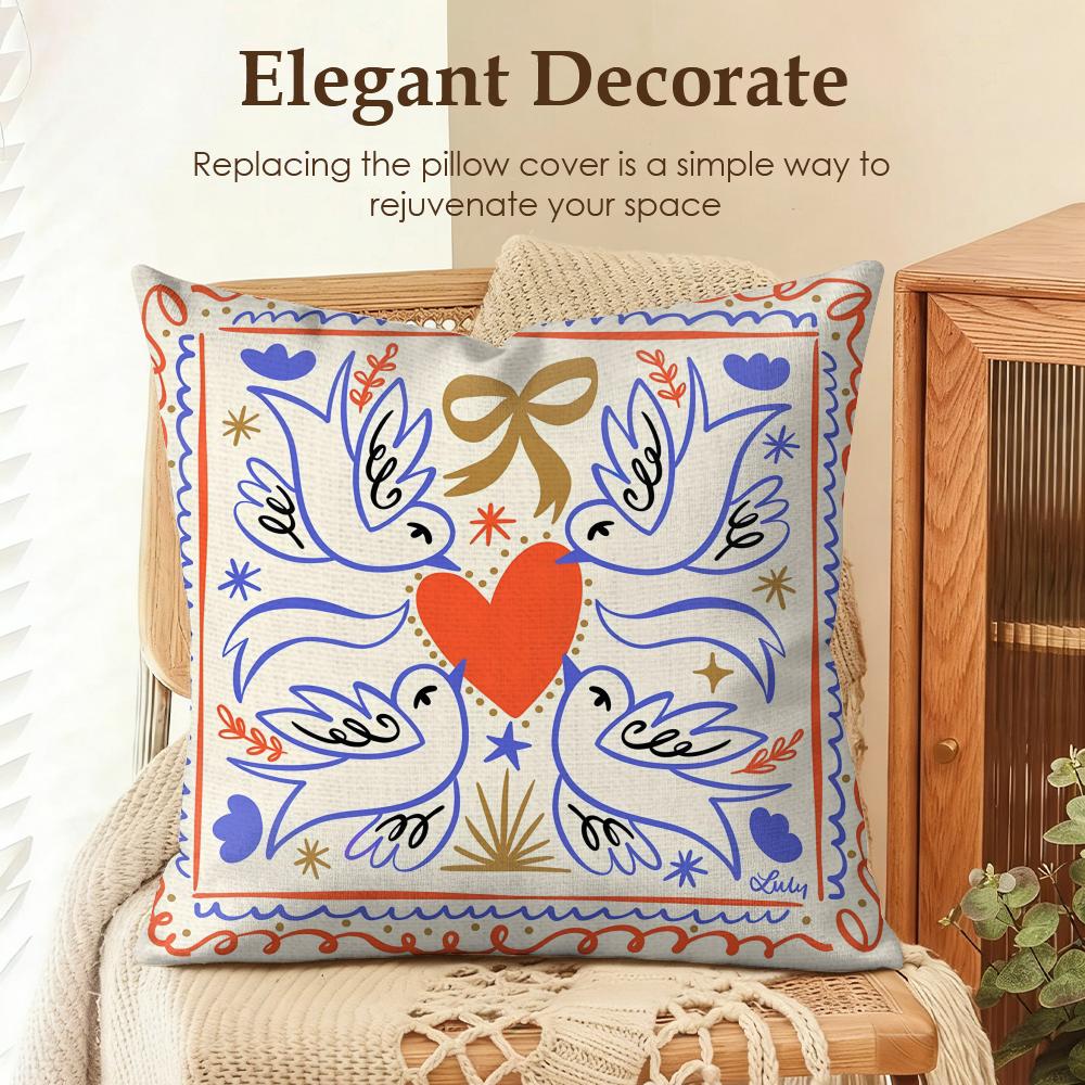 Cute Cartoon Flowers Fashion Art Cushion Cover Natural Linen Organic Fabric DoubleSided Printing Sofa Home Decor Pillow Case