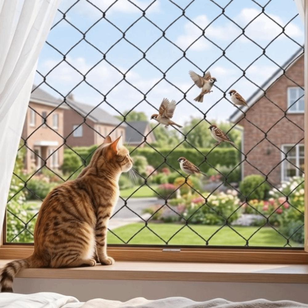 Durable Cat Window Sill Fence Plastic Pet Anti-Fall Mesh Pet Balcony Protective Net  Window