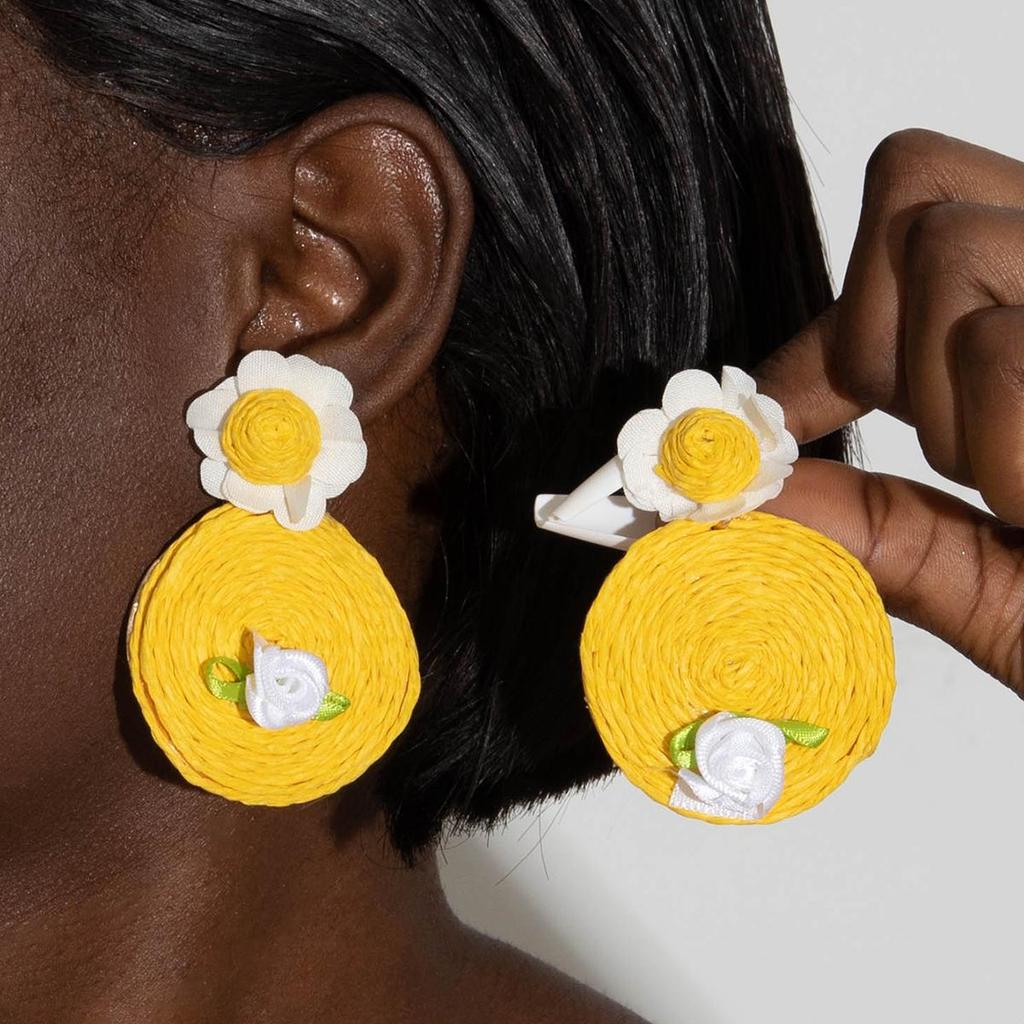 Серьги-подвески из свежей, нежной, красочной травы Лафита в виде плетеного цветка в стиле морского отпуска, универсальные, персонализированные серьги, ювелирные изделия
