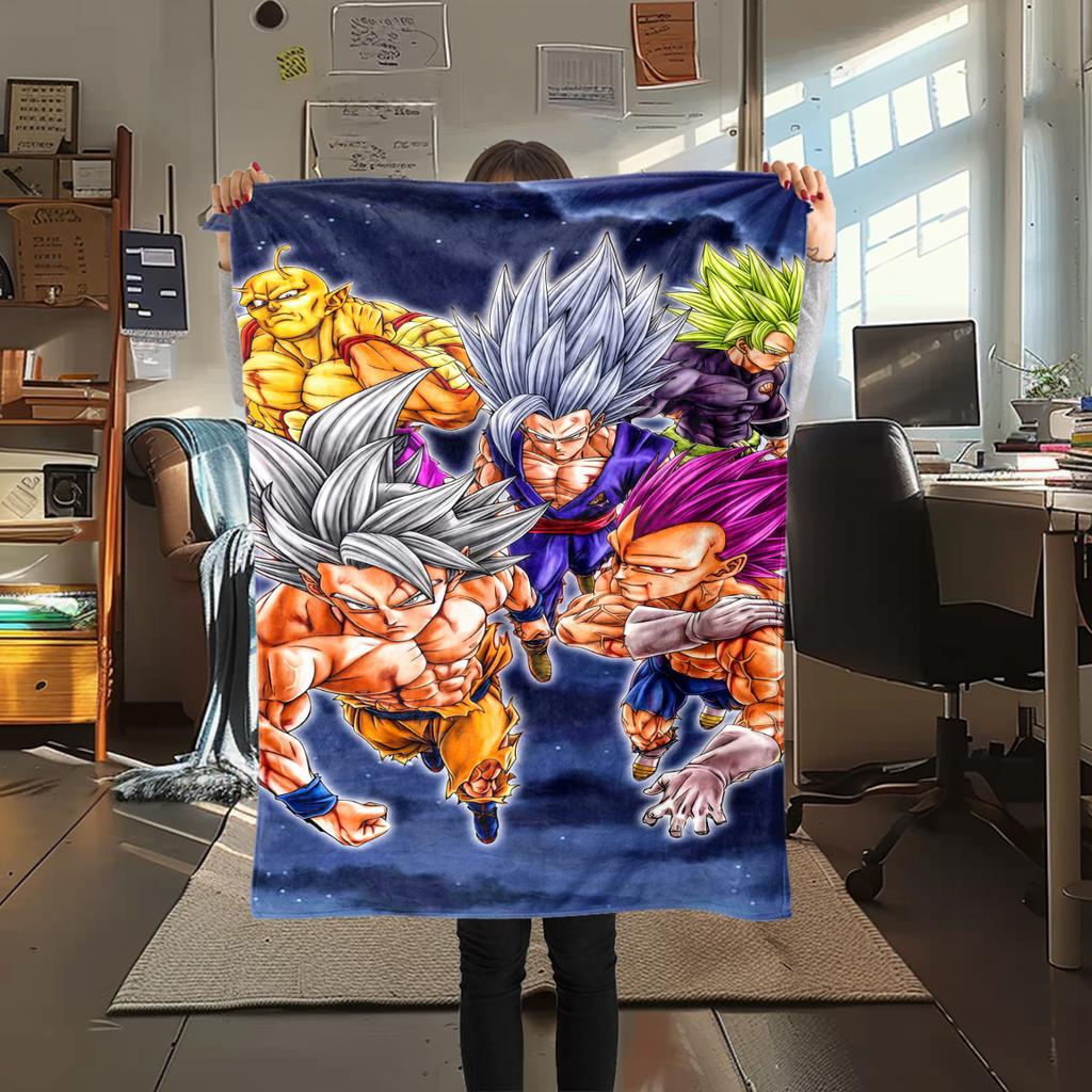 1 шт. Фланелевое одеяло с принтом Dragon Ball Super, Высокое качество, Для всех сезонов, Декор для дома, Тепло и уют, Идеально для рождественских подарков