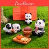 Adorable Resin Panda Figurines Miniature Tea Set For Creative Terrarium Decor