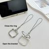 2 In 1 Mobile Phone Hanging Rope Foldable Phone Holder Lanyard Keychain Kickstand Portable Stand With Cute Cat Strap Pendant