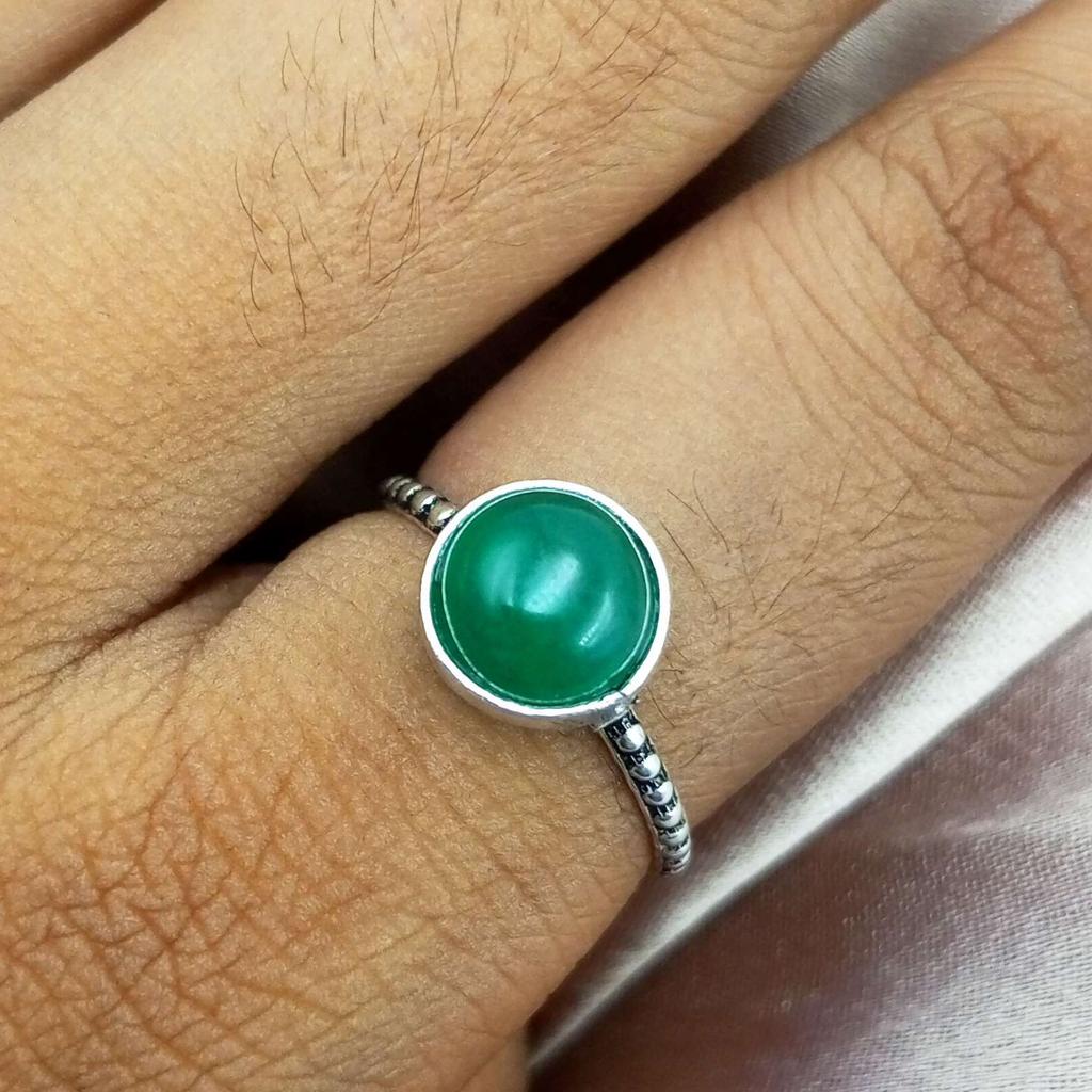 Green Onyx Gemstone 925 Sterling Silver Plated Handmade Ring Jewelry PQY-IJ6081