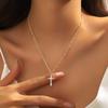 Necklace for Women Cross Necklace Delicate Collarbone Chain Women Simple Advanced Light Luxury Copper Zirconia Cross Necklace Elegant Necklace