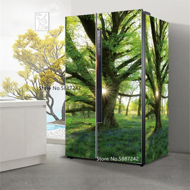 Наклейки на холодильник с морским пейзажем для обоев на холодильник, виниловые самоклеящиеся декорации для пейзажей, пленка для морозильной камеры, пляжная крышка для кухни