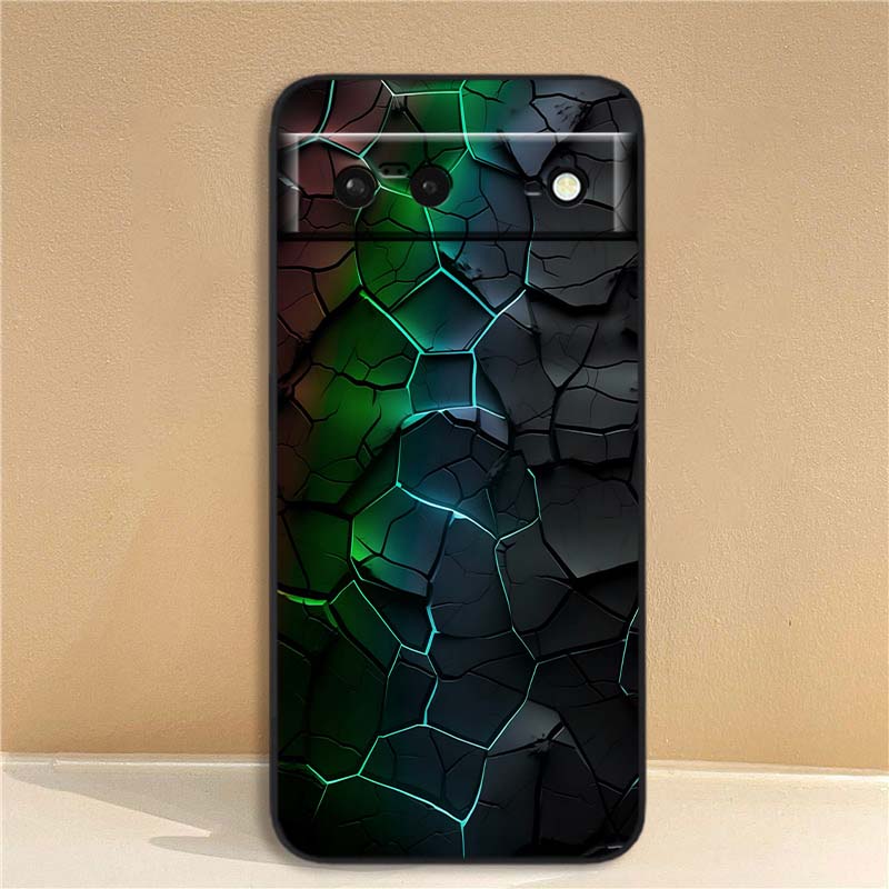 Креативный металлический узор Чехол для телефона Для Google Pixel 10 9a 9 8A 8 7 7A 6 6A Pro XL 2024 5G Черный Мягкий ТПУ Силикон