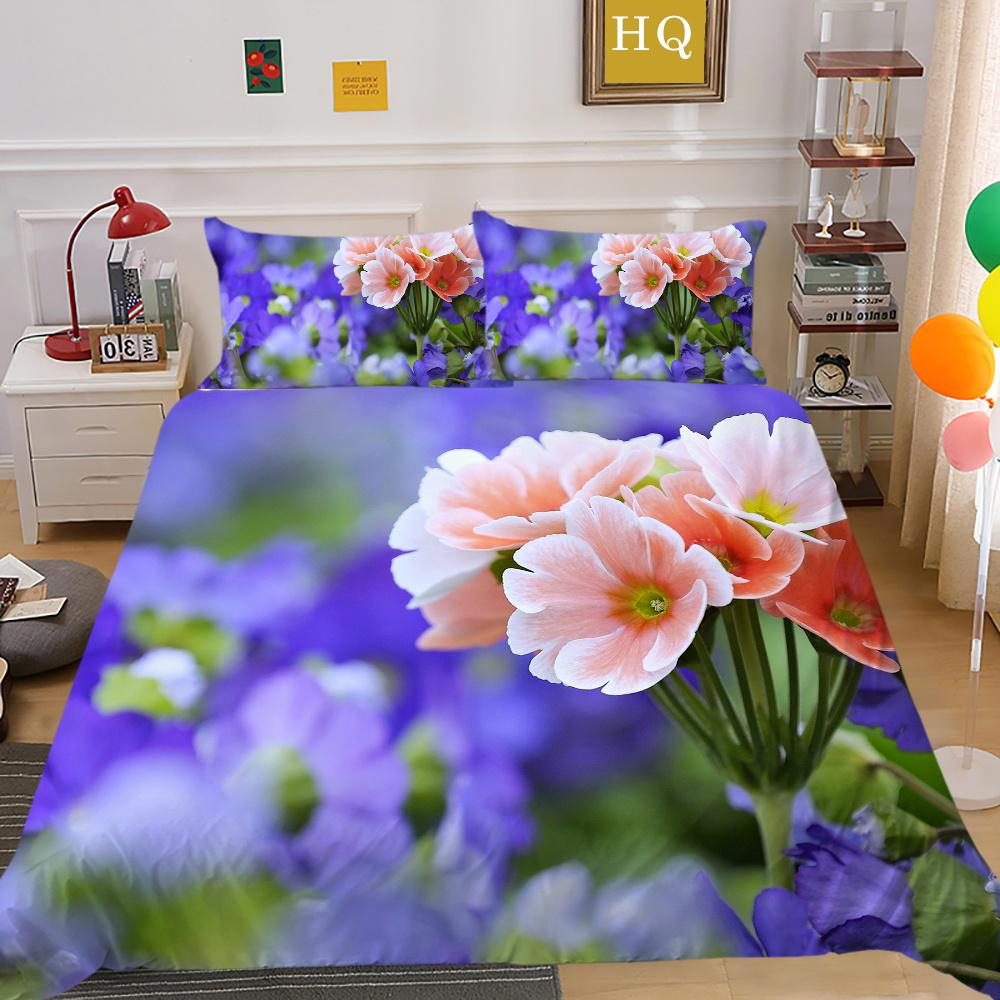 Комплект одеял с 3D принтом цветов, двойной размер, домашнее постельное белье из микрофибры, подростковая мода, высококачественный домашний текстиль