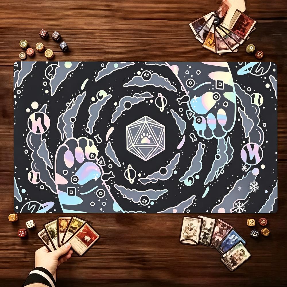 Cosmic Swirl Mystic Rune Pattern Game Playmat Non Slip Rubber Smooth Extended Table Mat For Trading Card Game Tabletop Sessions