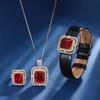 Jewelry Copper Bottom Gold-Plated Simulation Red Corundum Square Wrist Women'S Set 12 * 16-12 * 14