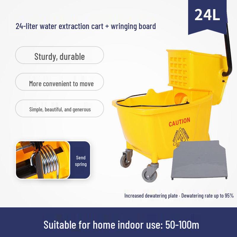 Single Bucket Mobile Mop Cart with Squeeze Feature