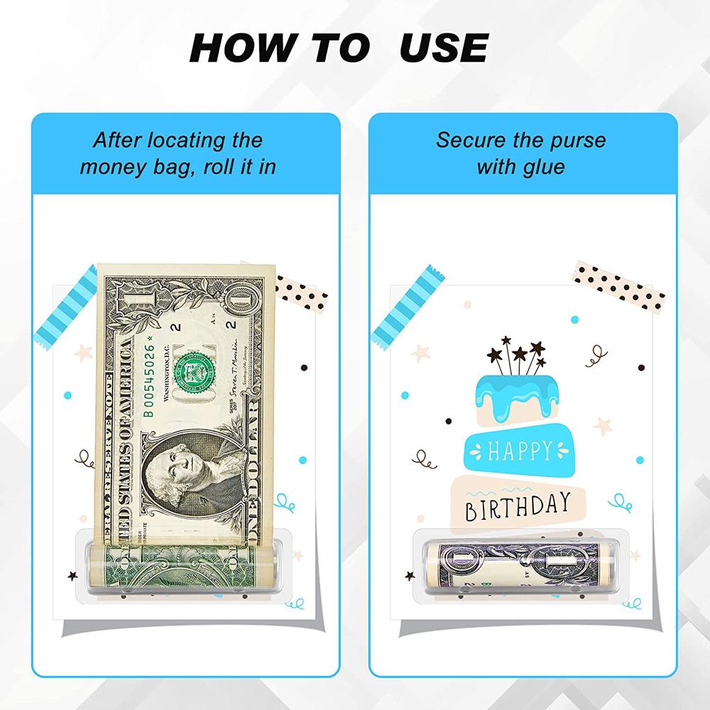 60pcs Money Card Holder With Sticker Plastic Dome Lip Balm Waterproof Rectangle Clear Cash Pouch DIY Gift for Christmas Graduate