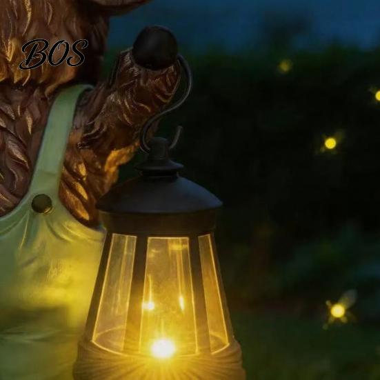 Outdoor Solar Light Highland Cow Garden Statue with Lantern, Welcome to My Hand-painted Decor Resin Sculpture for Farmhouse Yard Patio Lawn Lantern