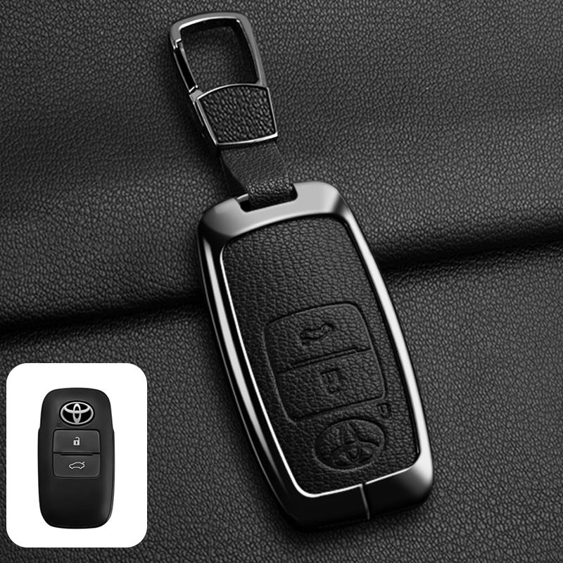 LATE7 Zinc Alloy Goatskin Car Remote Key Case Cover Shell for Toyota Yaris Ativ Raize Veloz Avanza Rush Auto Keychain Accessories
