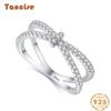 Tancise Classic 925 Sterling Silver Zircon Ring Ladies Jewelry Wedding Promise Party Gift