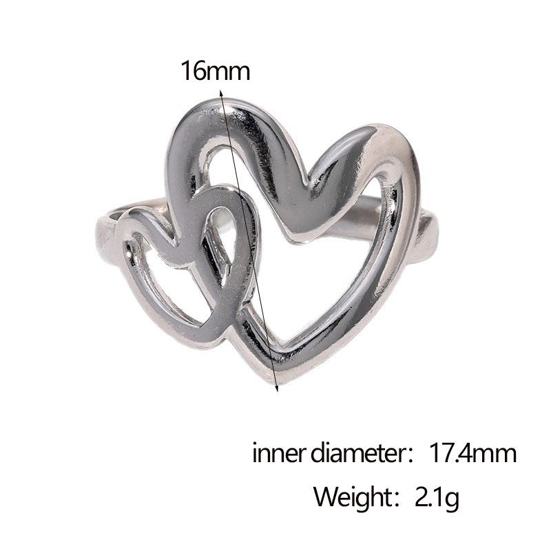 Romantic Stainless Steel Hollow Heart Rings for Women Men Personalized Design Opening Rings Jewelry Wedding Commemorative Gifts