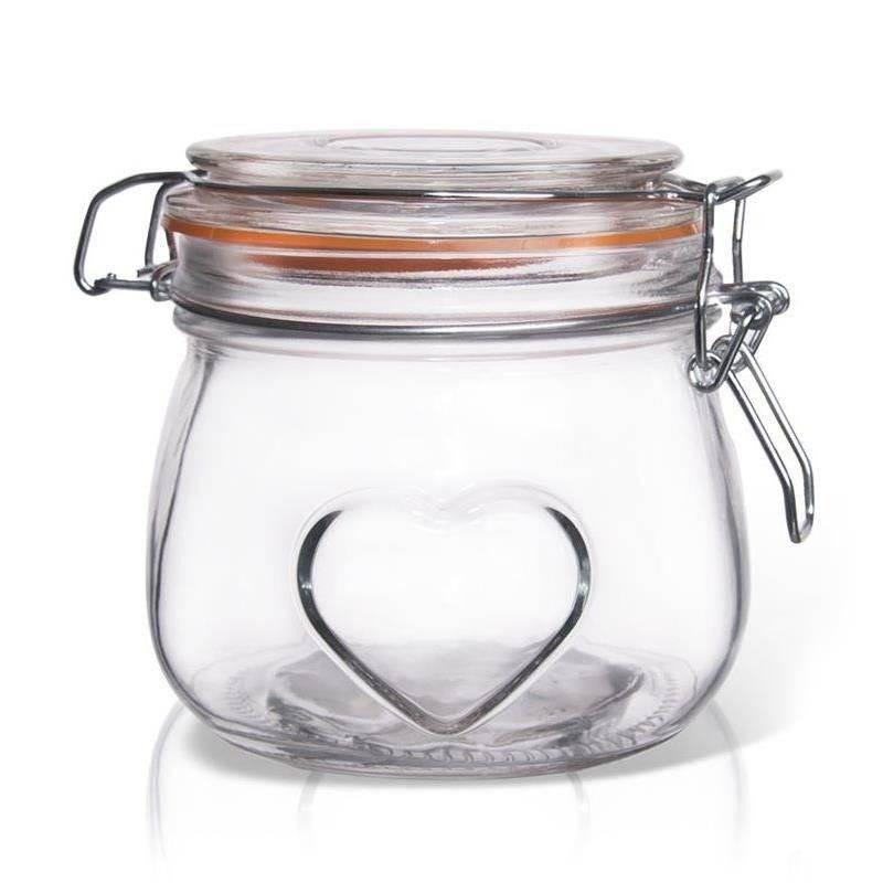 Patent Glass Kitchen Container Jar with Food Clip 500 ml