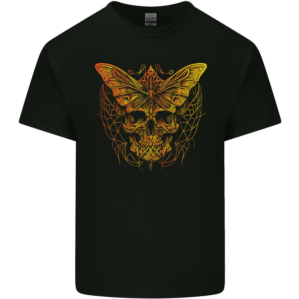 A Golden Moth Skull Mens Light Cotton T-Shirt Unisex T-Shirt