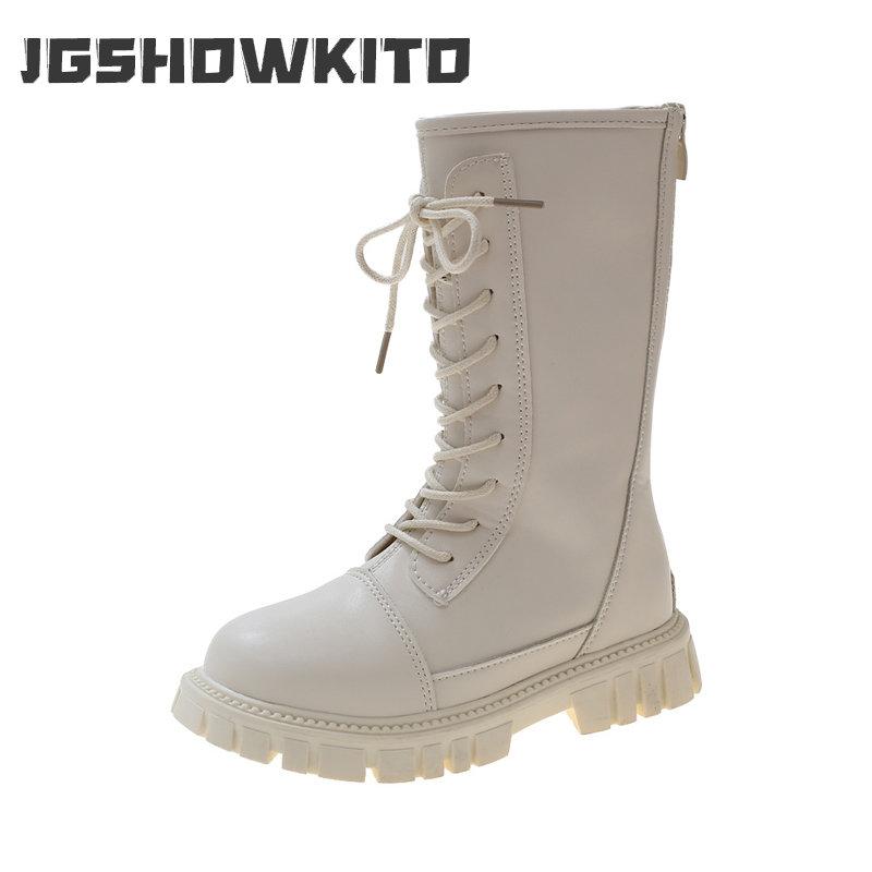 Девочки Сапоги Однотонные Детская Мода ПУ Простые Зимние и Осенние Новые Детские Сапоги для Выступлений Высокие Детский Подиум