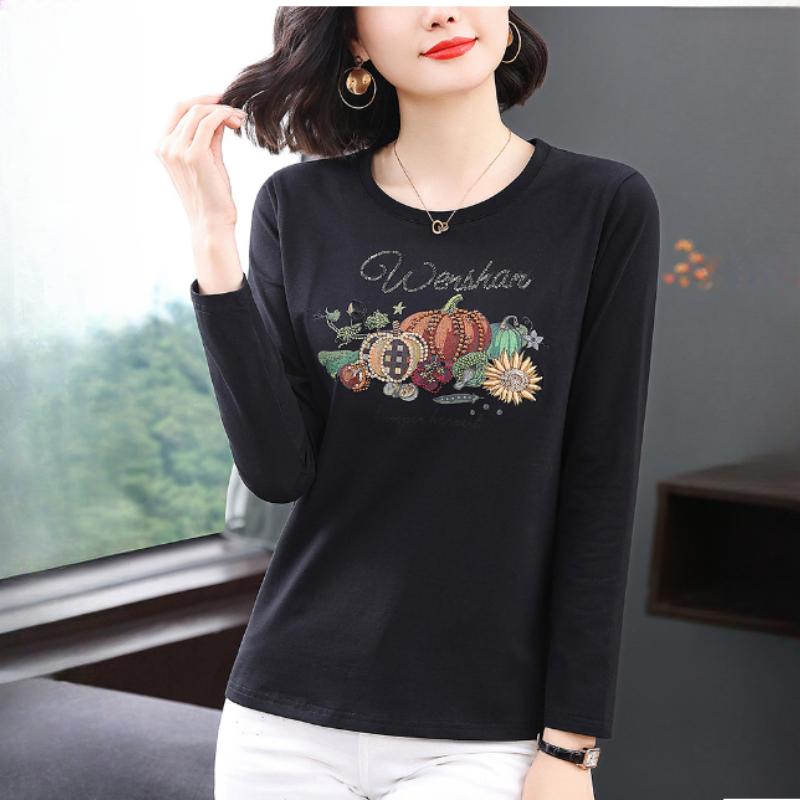 Футболка с длинными рукавами, женская, весенне-осенняя мода, вышитая хлопковая блузка, женская рубашка-бомбер