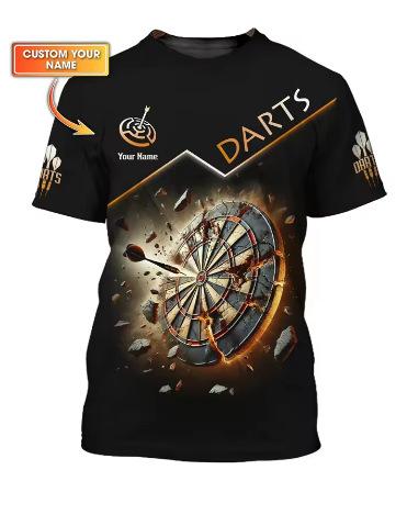 New 3D Printed Darts Men's Name Darts Team Summer Short Sleeve Top Fashion Round Neck