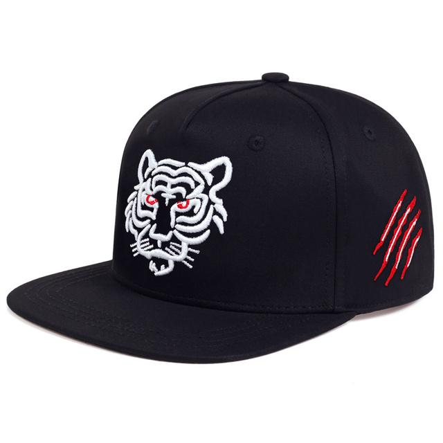 Cotton Black Tiger Embroidery Baseball Cap Men Women Snapback Hats Summer Leisure Trucker Caps Unisex Hip Hop Hats Gorras