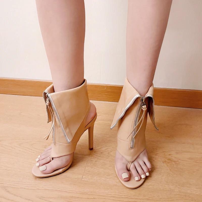 Spring Autumn Design Sexy Peep Clip Toe Women Boots Thin High Heels Sandals Zipper Pole Dancing Stripper Shoes
